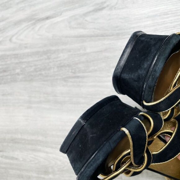 Yves Saint Laurent Tribute Black Suede Sandals - Picture 7 of 11